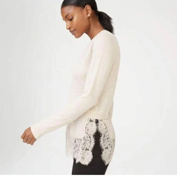 A376 Club Monaco Wool Two layer slip long sleeve top sweater - Picture 2 of 9